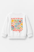 Kinder-Sweater „Rejoice in the Lord always“ in Weiß