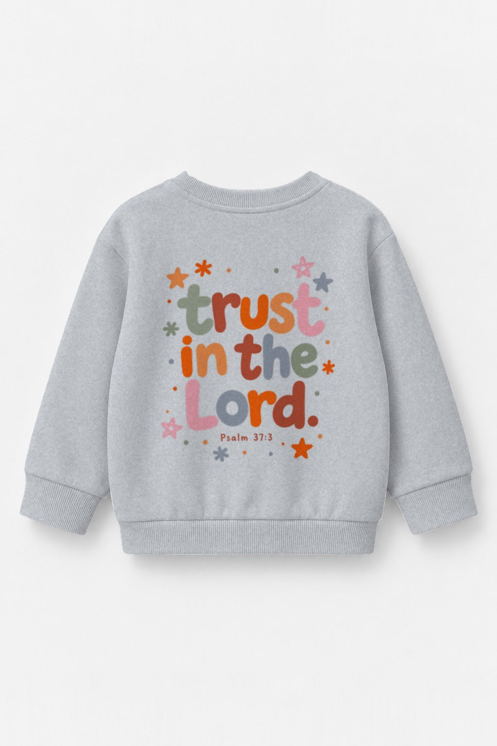 Kinder-Sweater „Trust in the Lord“ in Grau meliert