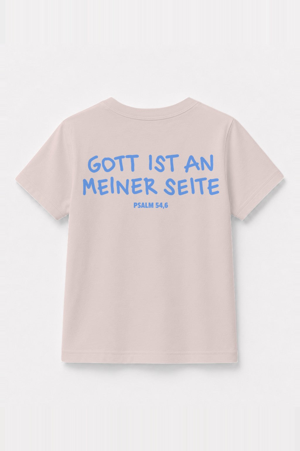 Kinder T-Shirt „Gott ist an meiner Seite“ mit blauem Druck in Rosa