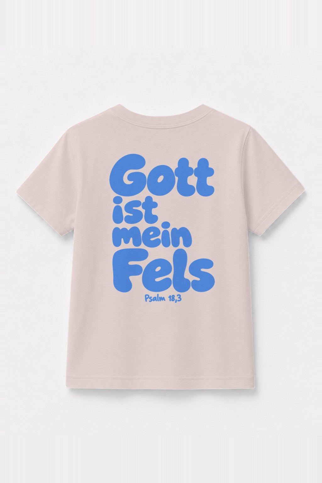 Kinder T-Shirt „Gott ist mein Fels“ mit blauem Druck in Rosa