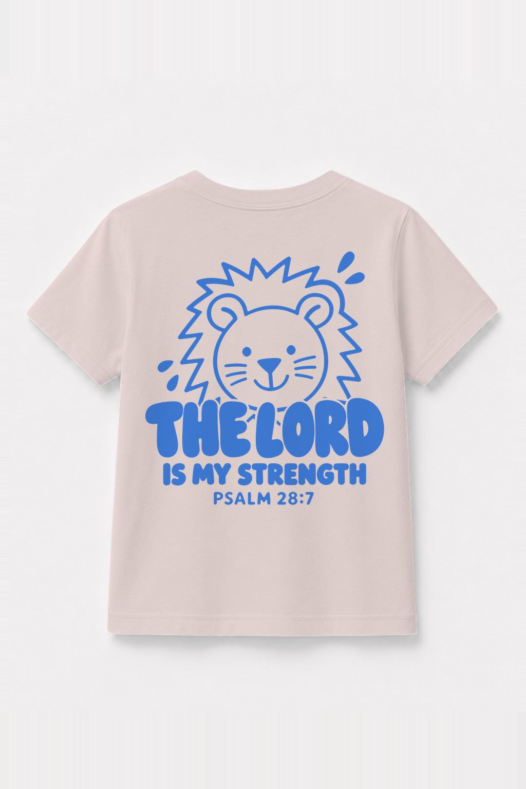 Kinder T-Shirt „The Lord is my strength“ mit blauem Druck in Rosa
