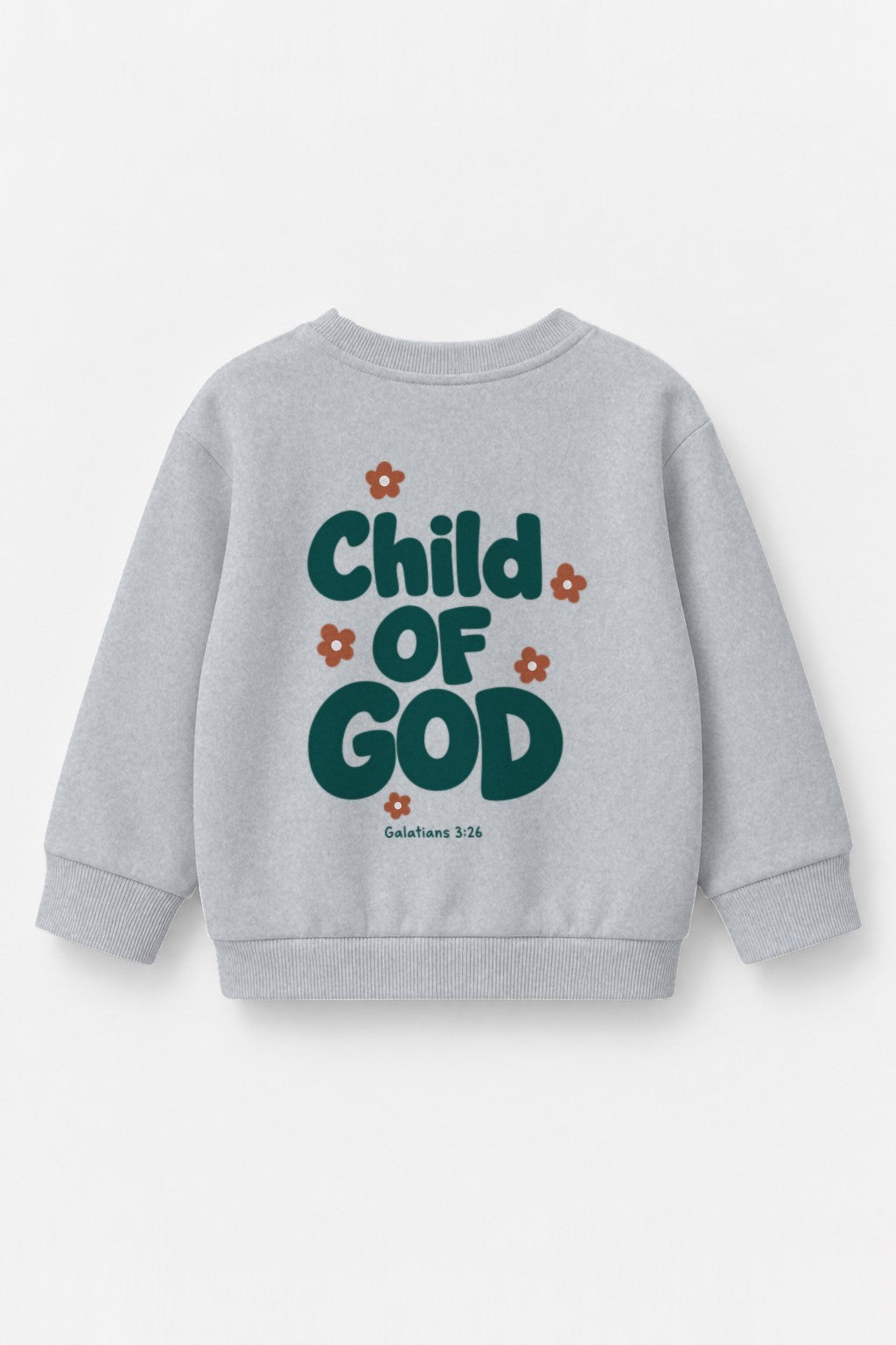 Kinder-Sweater „Child of God (Grün)“ in Grau meliert