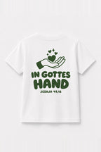 Kinder T-Shirt „In Gottes Hand“ in Weiß