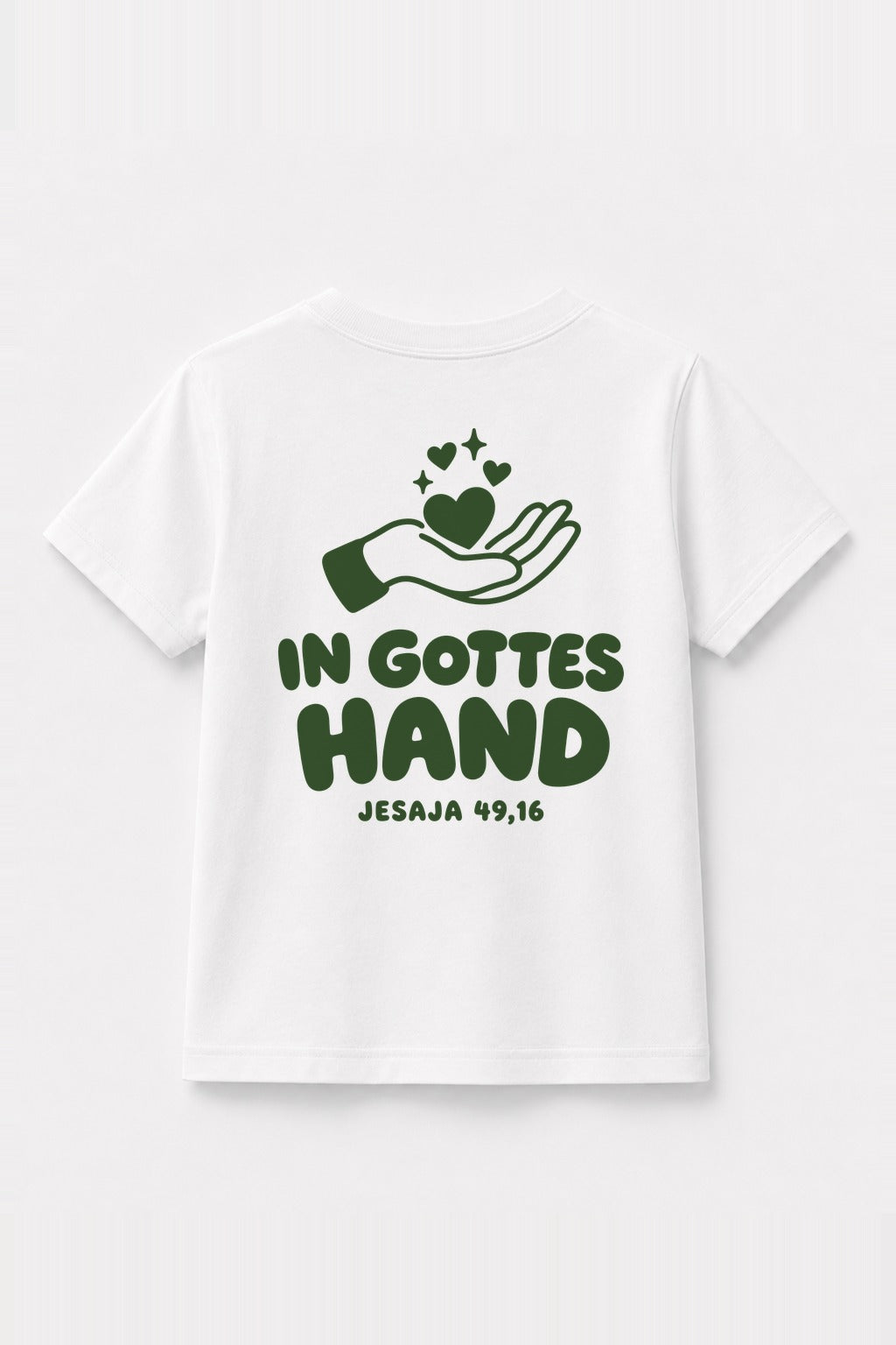 Kinder T-Shirt „In Gottes Hand“ in Weiß