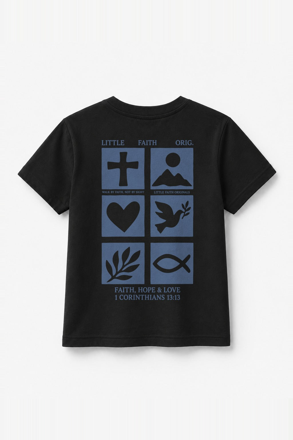 Kinder T-Shirt „Faith, Hope & Love“ in Schwarz