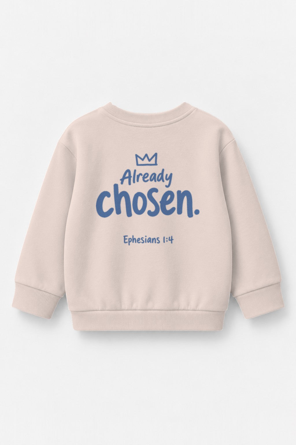 Kinder-Sweater Already chosen mit blauem Druck in Rosa, Rückendruck