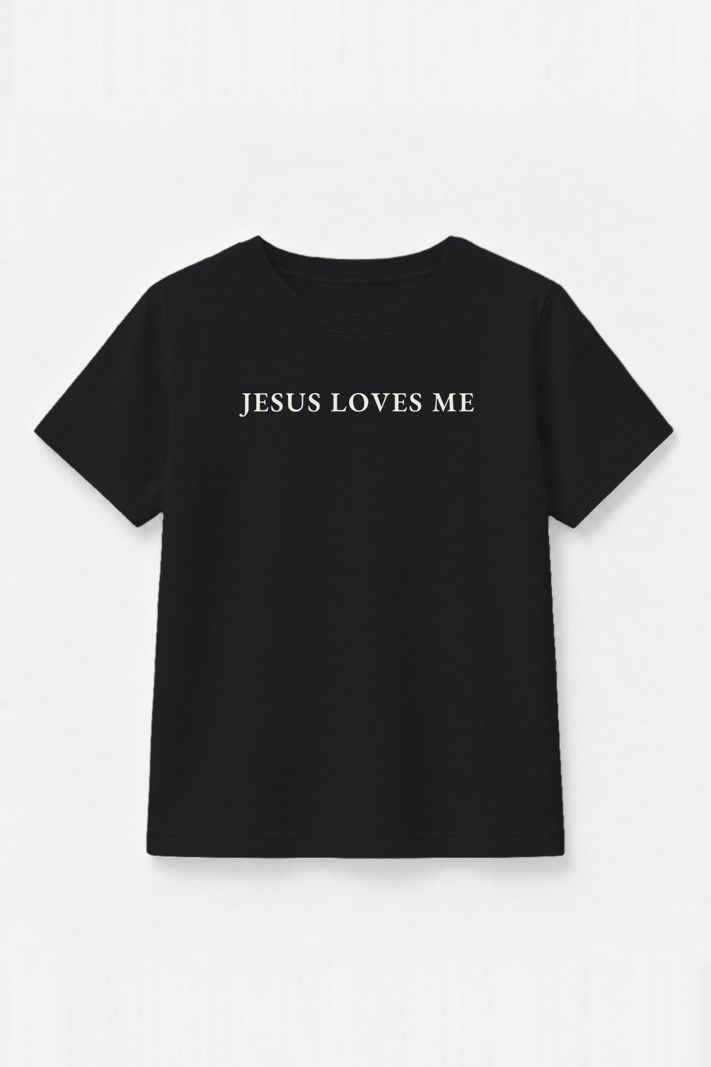 Kinder T-Shirt „Jesus loves me“ in Schwarz