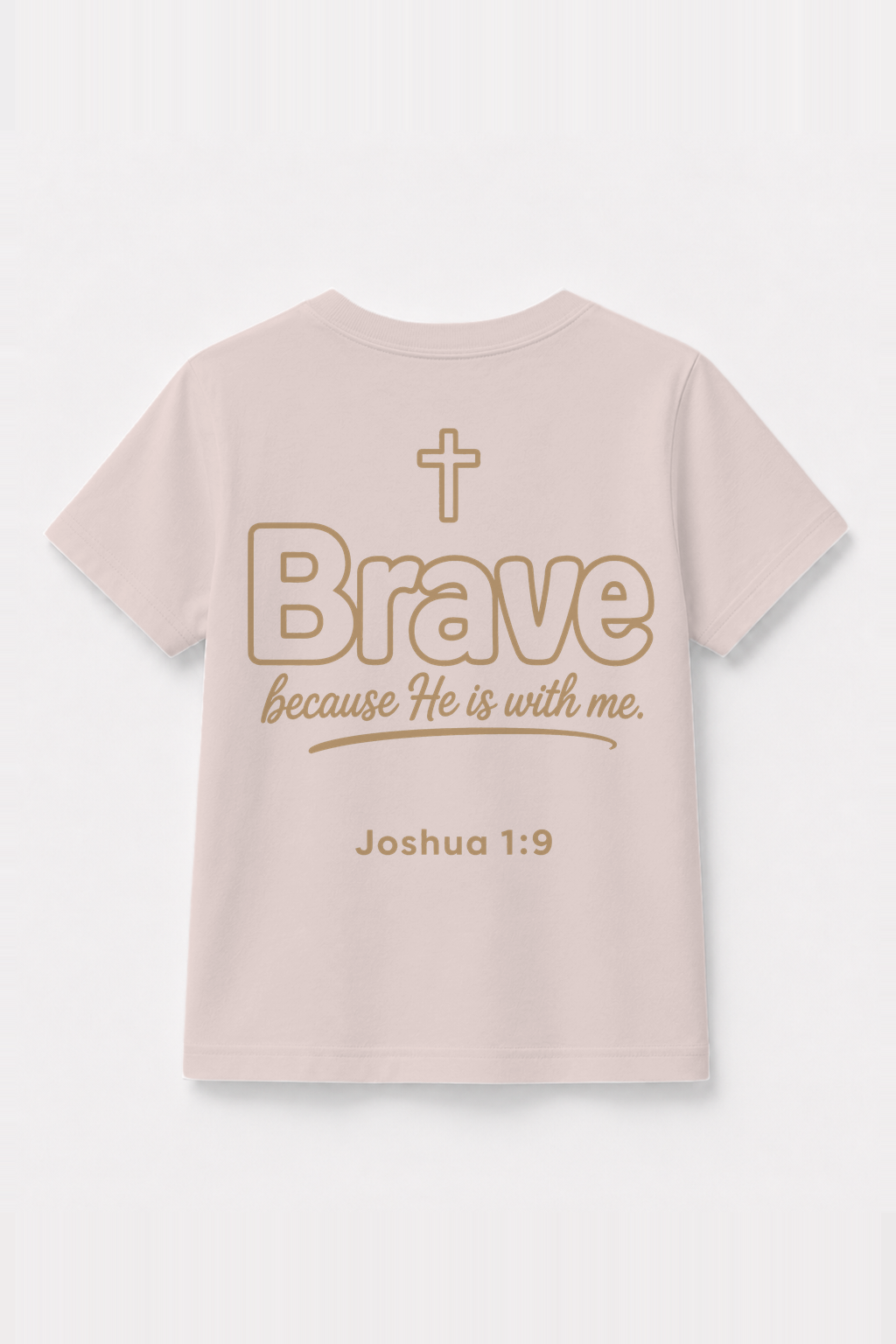 Brave because He is with me Kinder-T-Shirt Rosa, Rückenprint