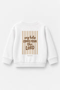 Kinder-Sweater „My help comes from the Lord (Streifen)“ in Weiß