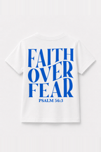 Faith over Fear Kinder-T-Shirt Weiß, Rückenprint