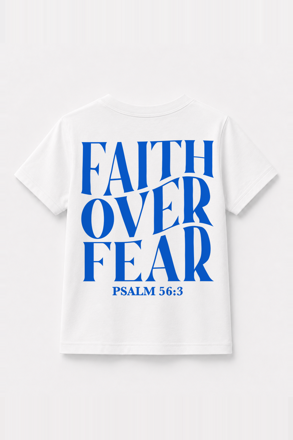 Faith over Fear Kinder-T-Shirt Weiß, Rückenprint