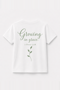 Grow in grace Kinder-T-Shirt Weiß, Rückenprint