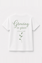 Grow in grace Kinder-T-Shirt Weiß, Rückenprint