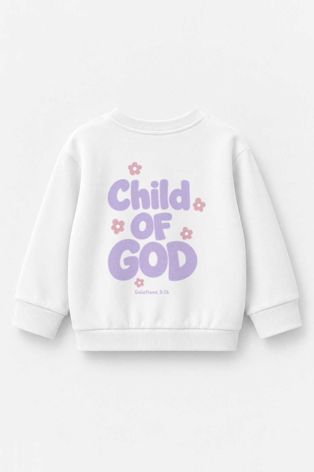 Kinder-Sweater „Child of God (Lila)“ in Weiß