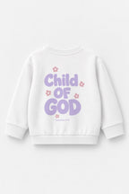 Kinder-Sweater „Child of God (Lila)“ in Weiß