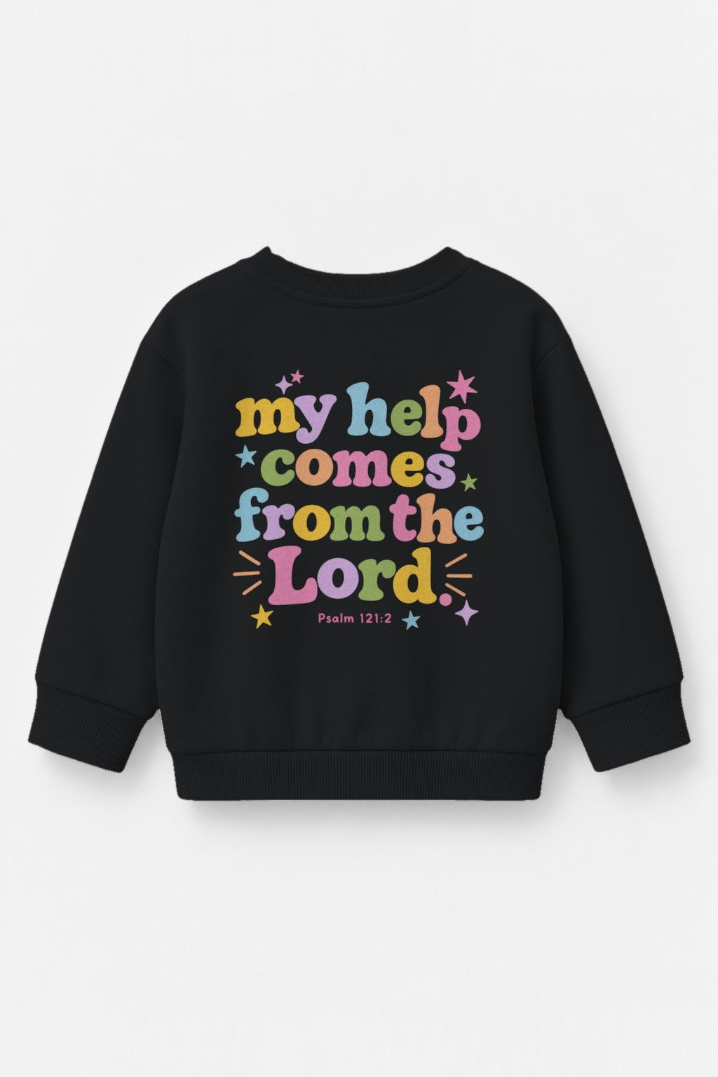 Kinder-Sweater „My help comes from the Lord“ in Schwarz
