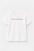 Kinder T-Shirt „Jesus loves me“ in Weiß