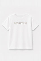Kinder T-Shirt „Jesus loves me“ in Weiß
