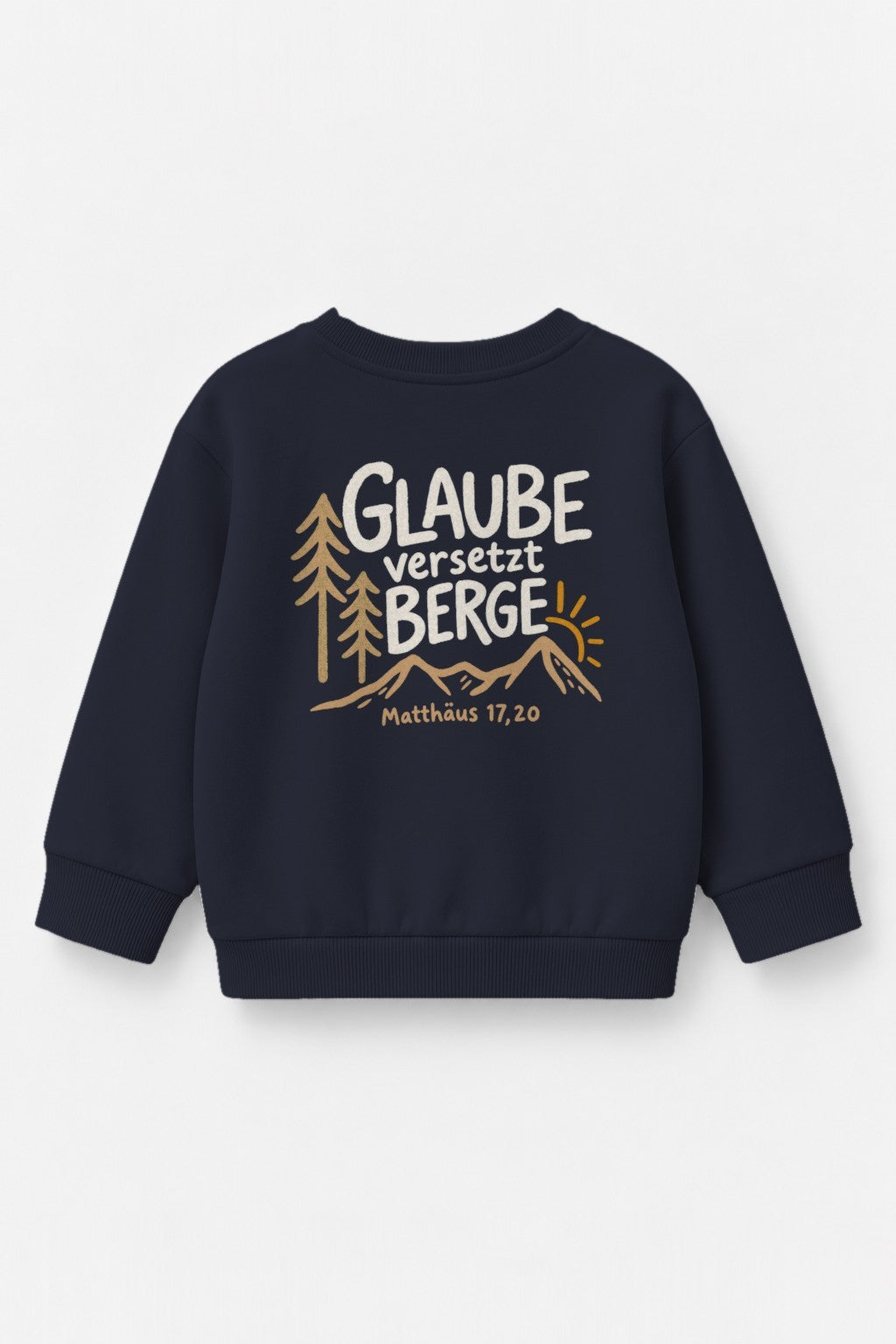 Kinder-Sweater „Glaube versetzt Berge“ in Navy