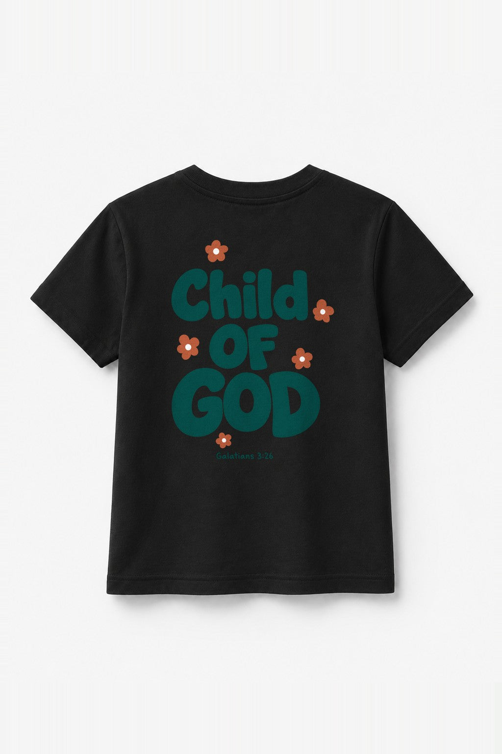 Kinder T-Shirt „Child of God“ mit grünem Druck in Schwarz