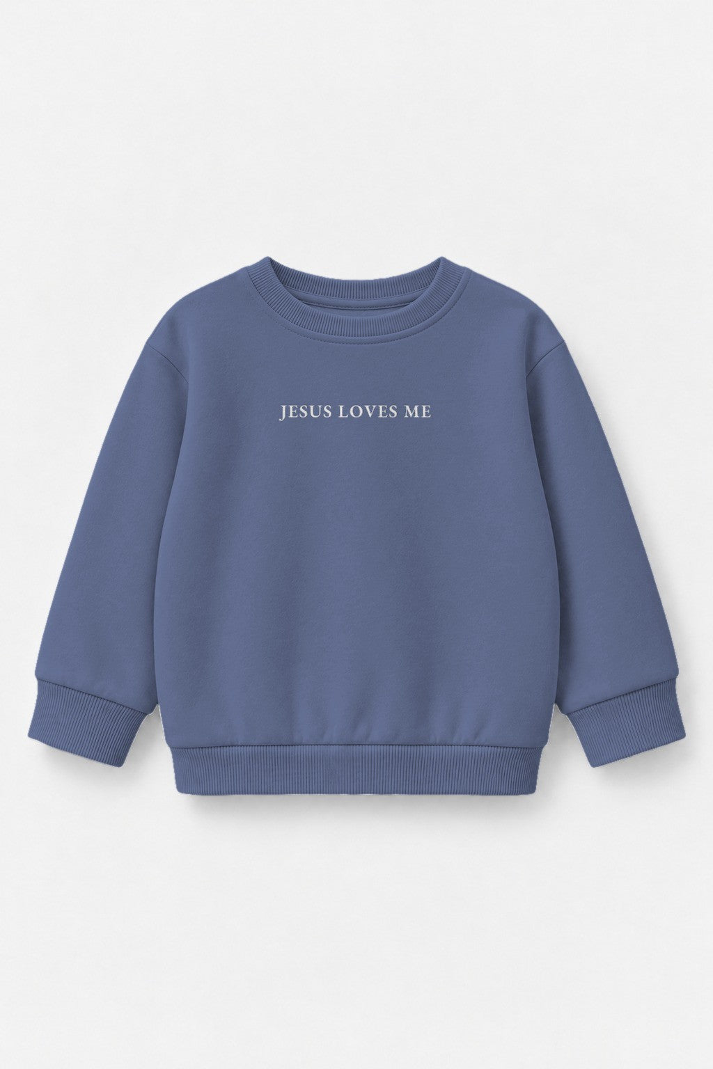 Kinder-Sweater „Jesus loves me“ in Blau