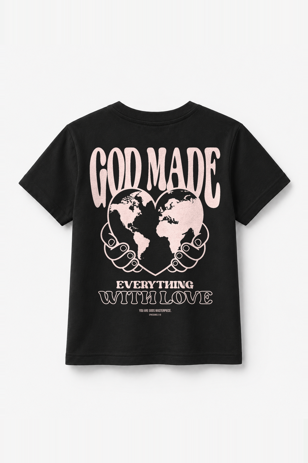God made Kinder-T-Shirt Schwarz, Rückenprint