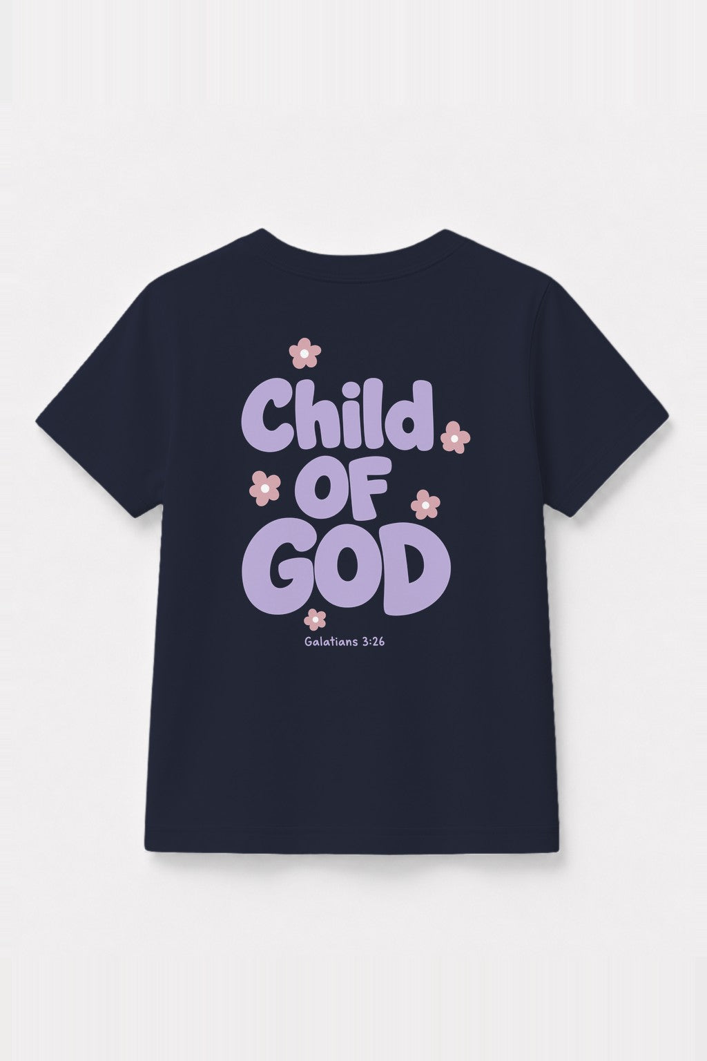 Kinder T-Shirt „Child of God“ mit lila Druck in Navy
