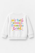 Kinder-Sweater „My help comes from the Lord“ in Weiß