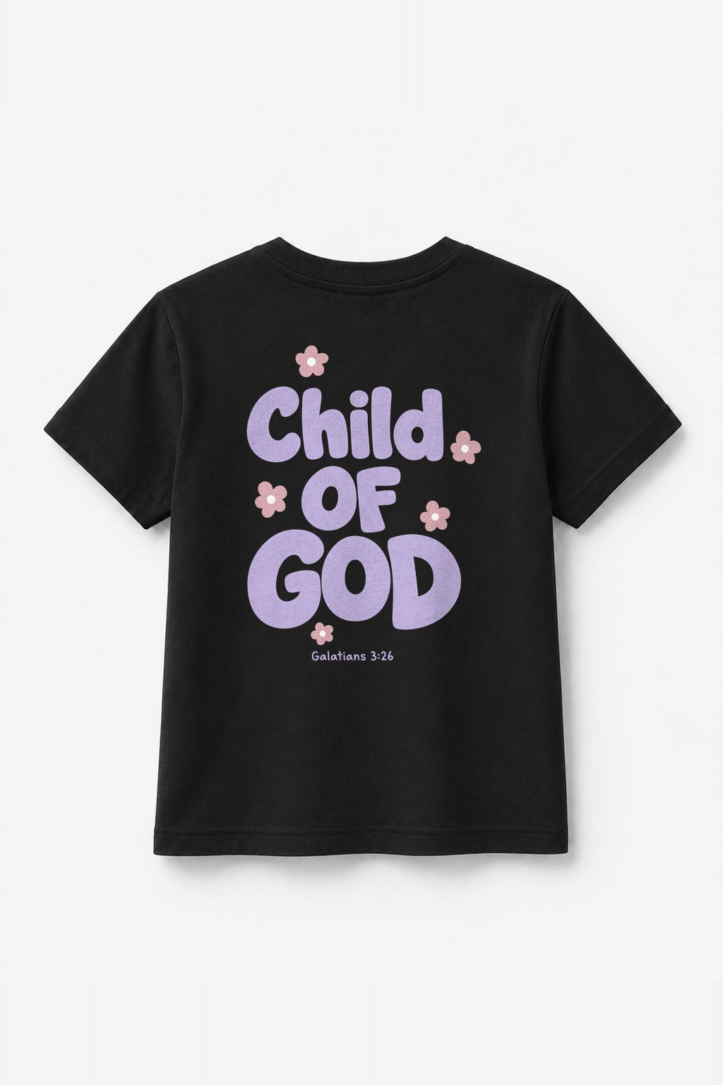 Kinder T-Shirt „Child of God“ mit lila Druck in Schwarz