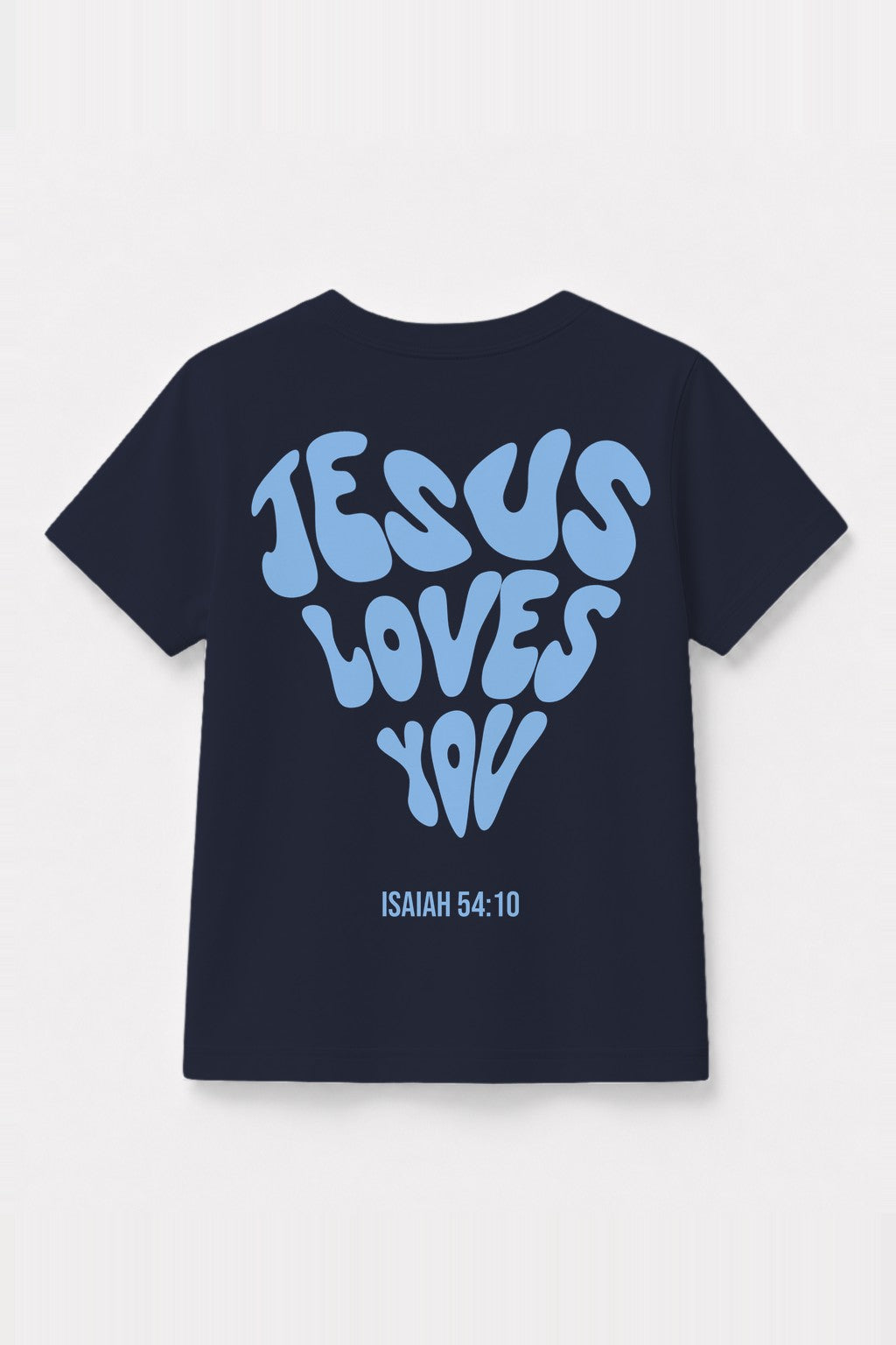 Kinder T-Shirt „Jesus loves you“ mit blauem Druck in Navy