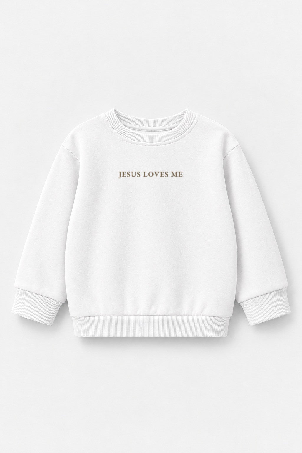 Kinder-Sweater „Jesus loves me“ in Weiß