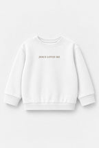 Kinder-Sweater „Jesus loves me“ in Weiß