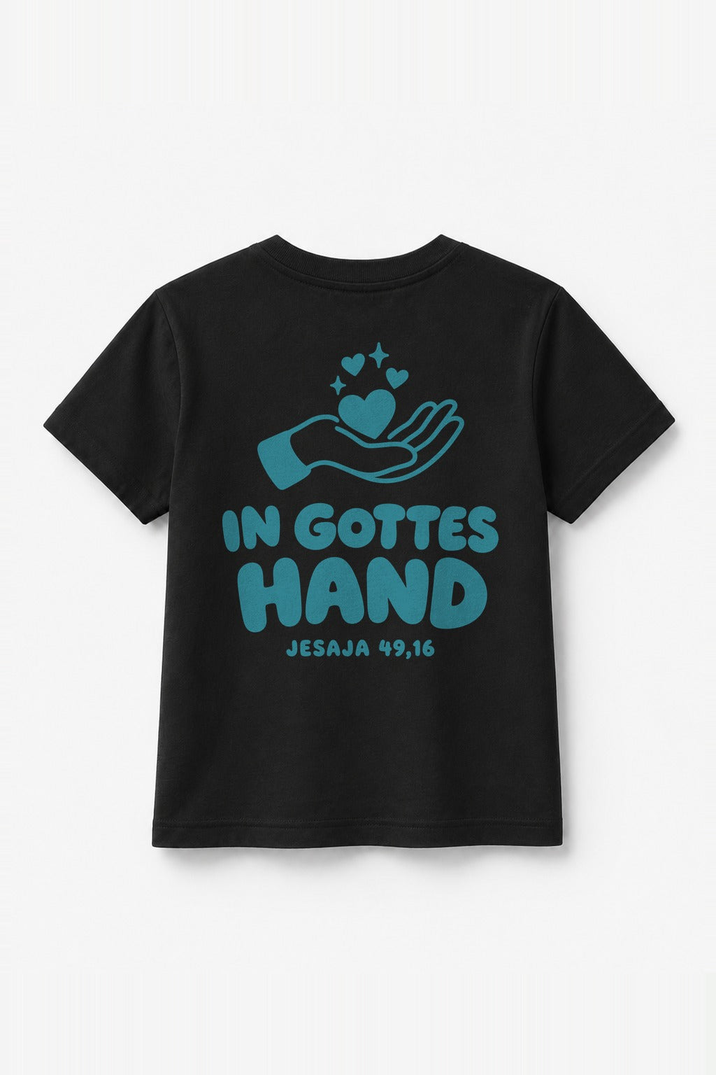 Kinder T-Shirt „In Gottes Hand“ in Schwarz