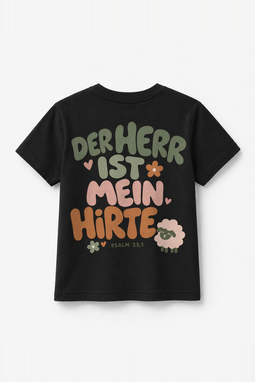 Kinder T-Shirt „Der Herr ist mein Hirte“ in Schwarz