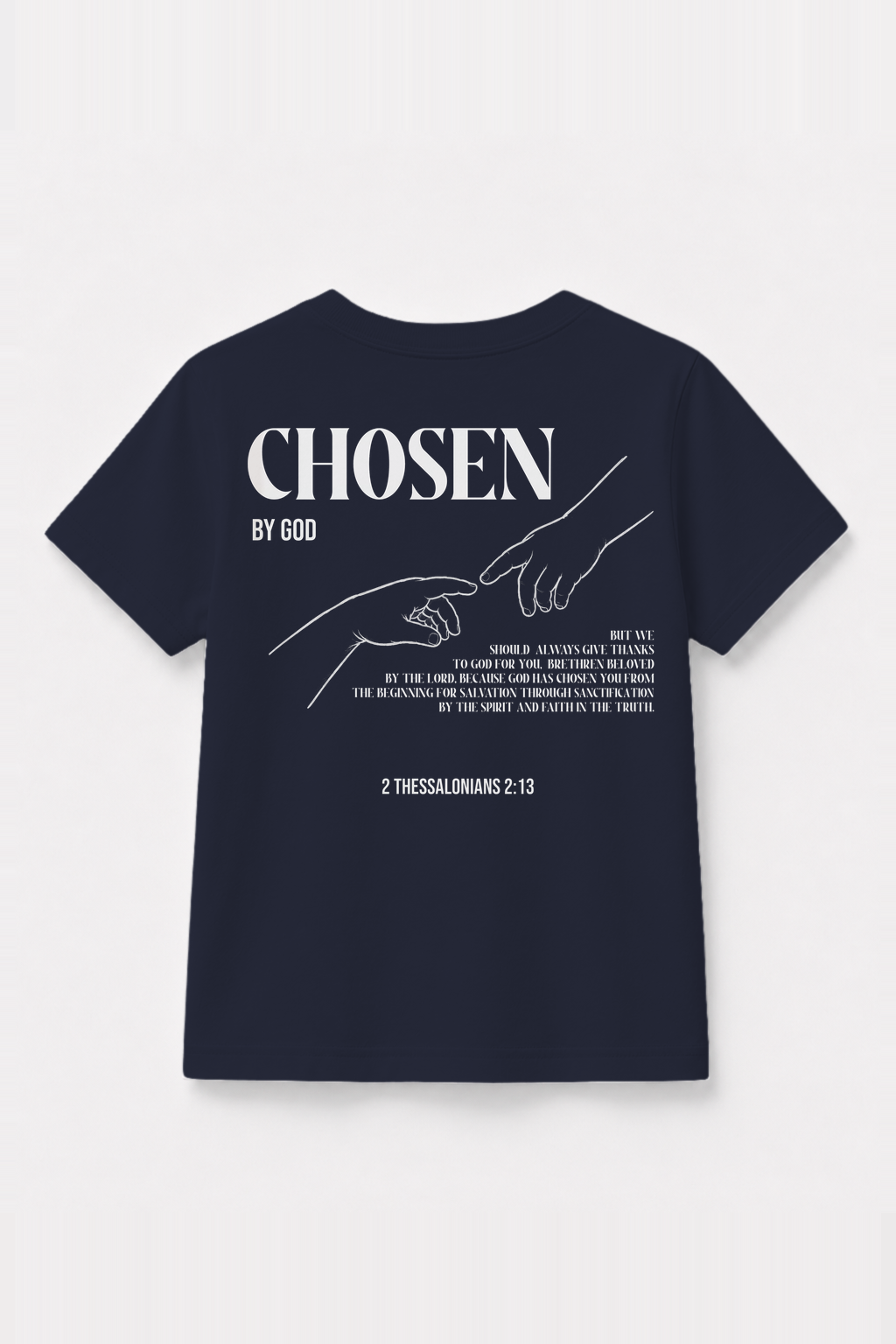 Chosen Kinder-T-Shirt Navy, Rückenprint