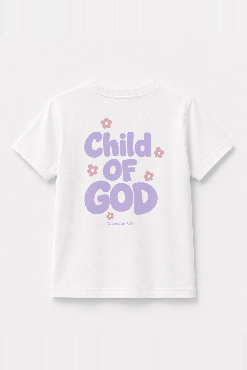 Kinder T-Shirt „Child of God“ mit lila Druck in Weiß