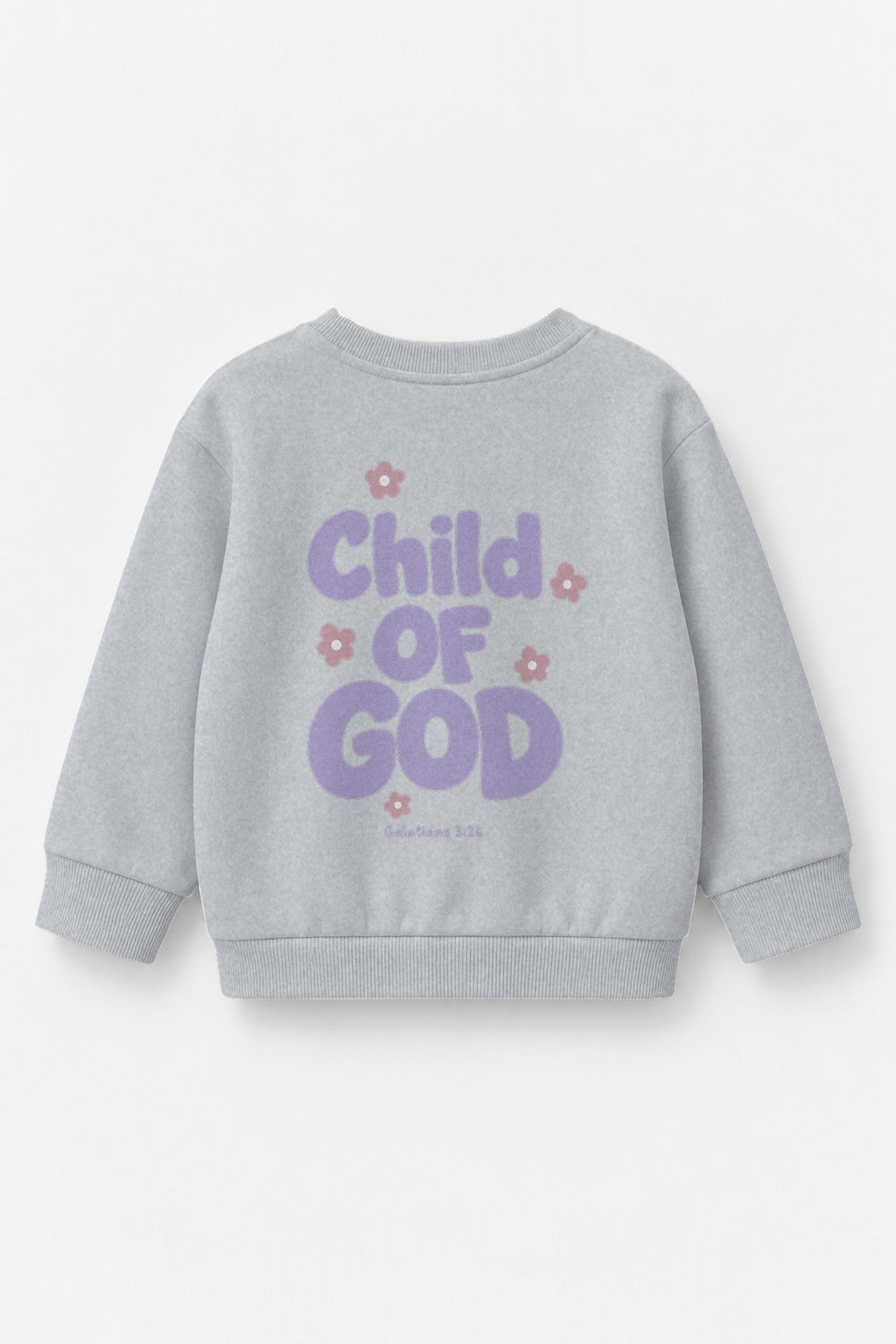 Kinder-Sweater „Child of God (Lila)“ in Grau meliert