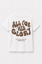 All for his Glory Kinder-T-Shirt Weiß, Rückenprint