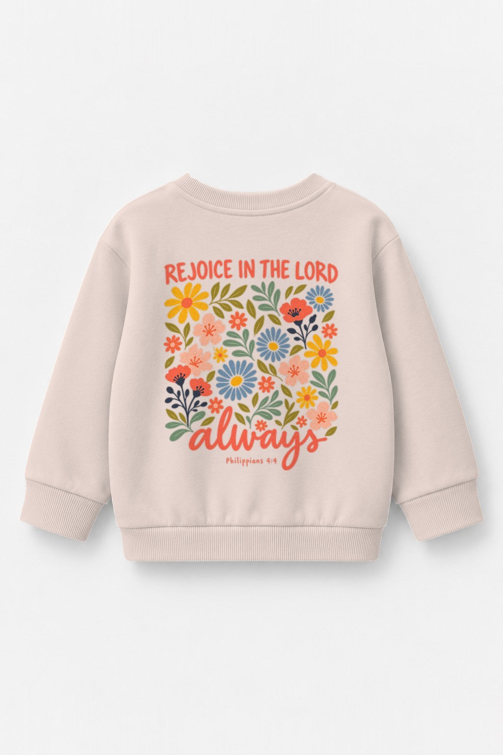 Kinder-Sweater „Rejoice in the Lord always“ in Rosa