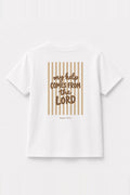 Kinder T-Shirt „My help comes from the Lord (Streifen)“ in Weiß