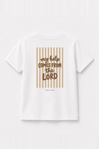 Kinder T-Shirt „My help comes from the Lord (Streifen)“ in Weiß