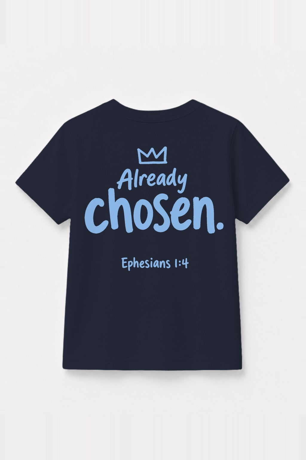 Kinder T-Shirt „Already chosen.“ mit blauem Druck in Navy