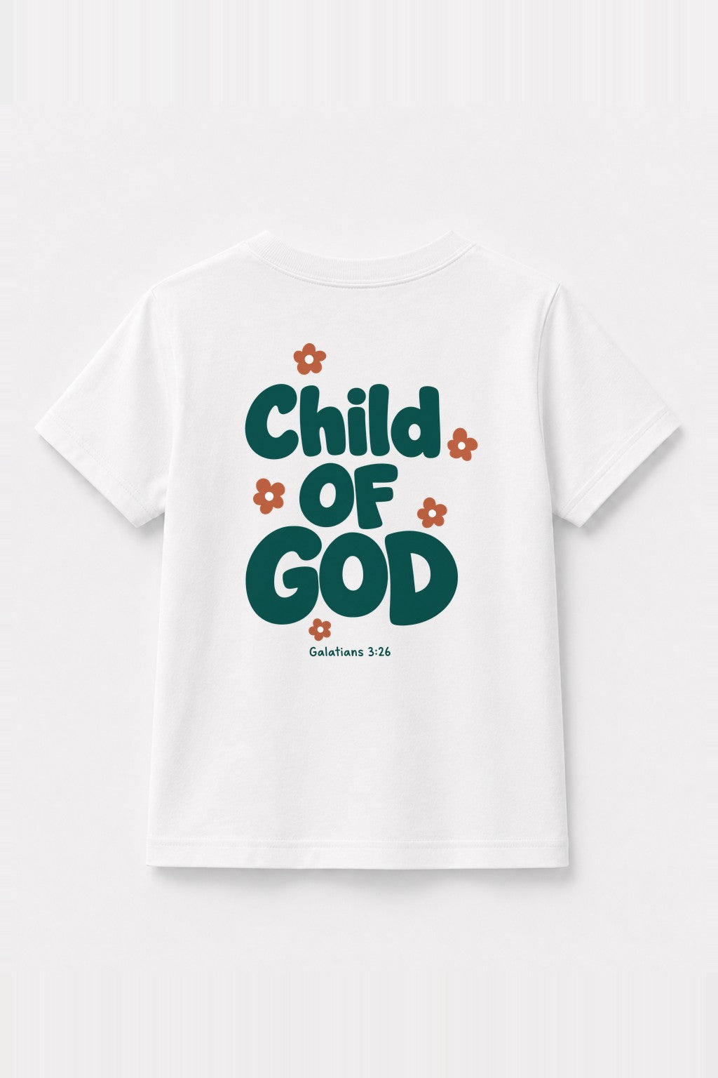 Kinder T-Shirt „Child of God“ mit grünem Druck in Weiß