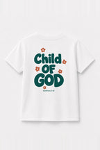 Kinder T-Shirt „Child of God“ mit grünem Druck in Weiß