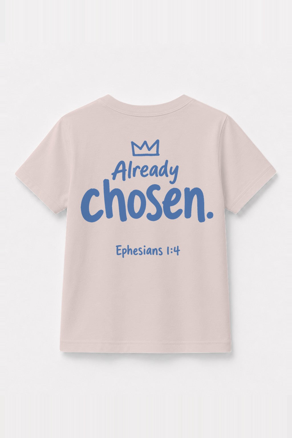 Kinder T-Shirt „Already chosen.“ mit blauem Druck in Rosa