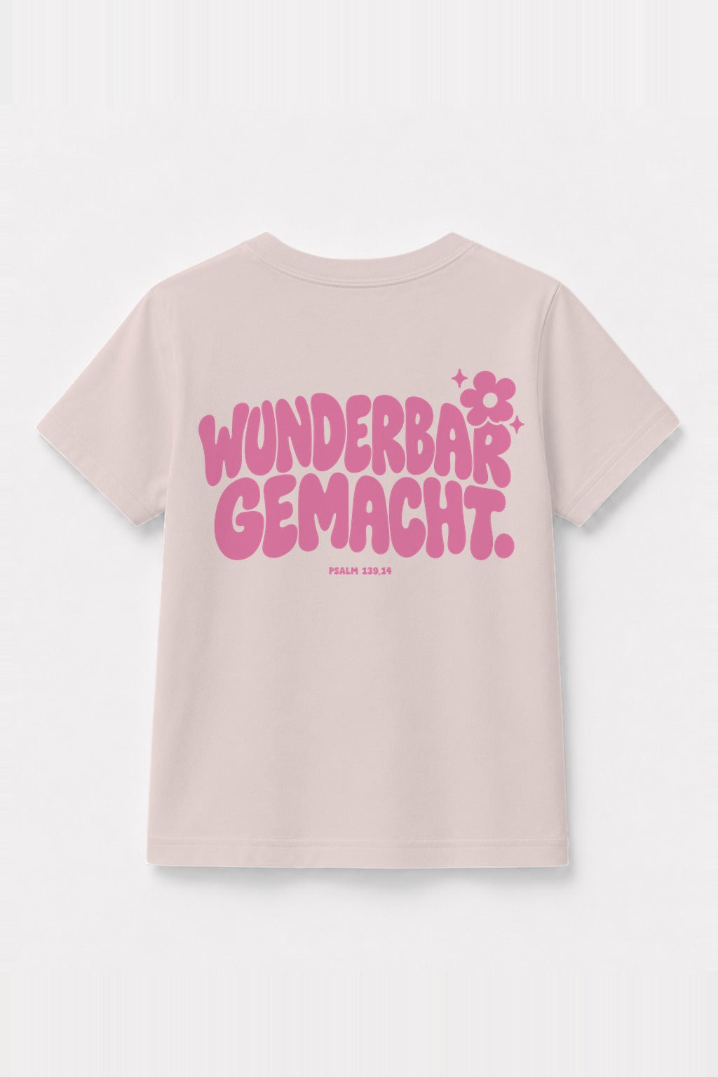 Kinder T-Shirt „Wunderbar gemacht.“ in Rosa
