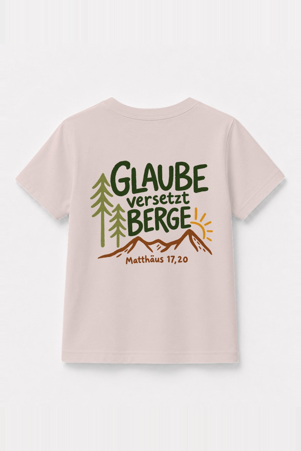 Kinder T-Shirt „Glaube versetzt Berge“ in Rosa