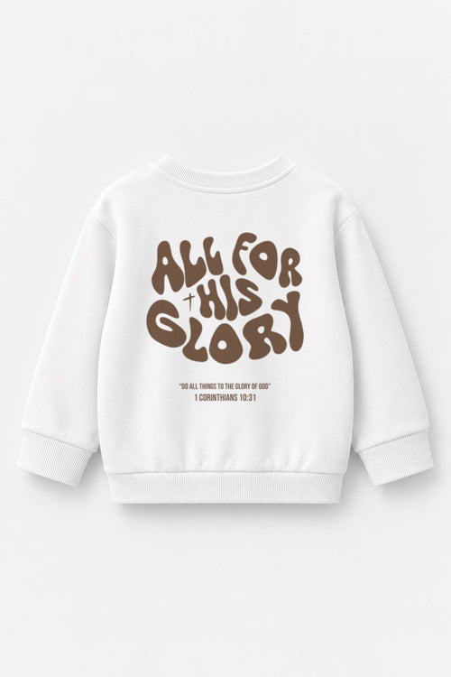 All for his Glory Kinder-Sweater in Weiß
