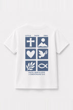Kinder T-Shirt „Faith, Hope & Love“ in Weiß