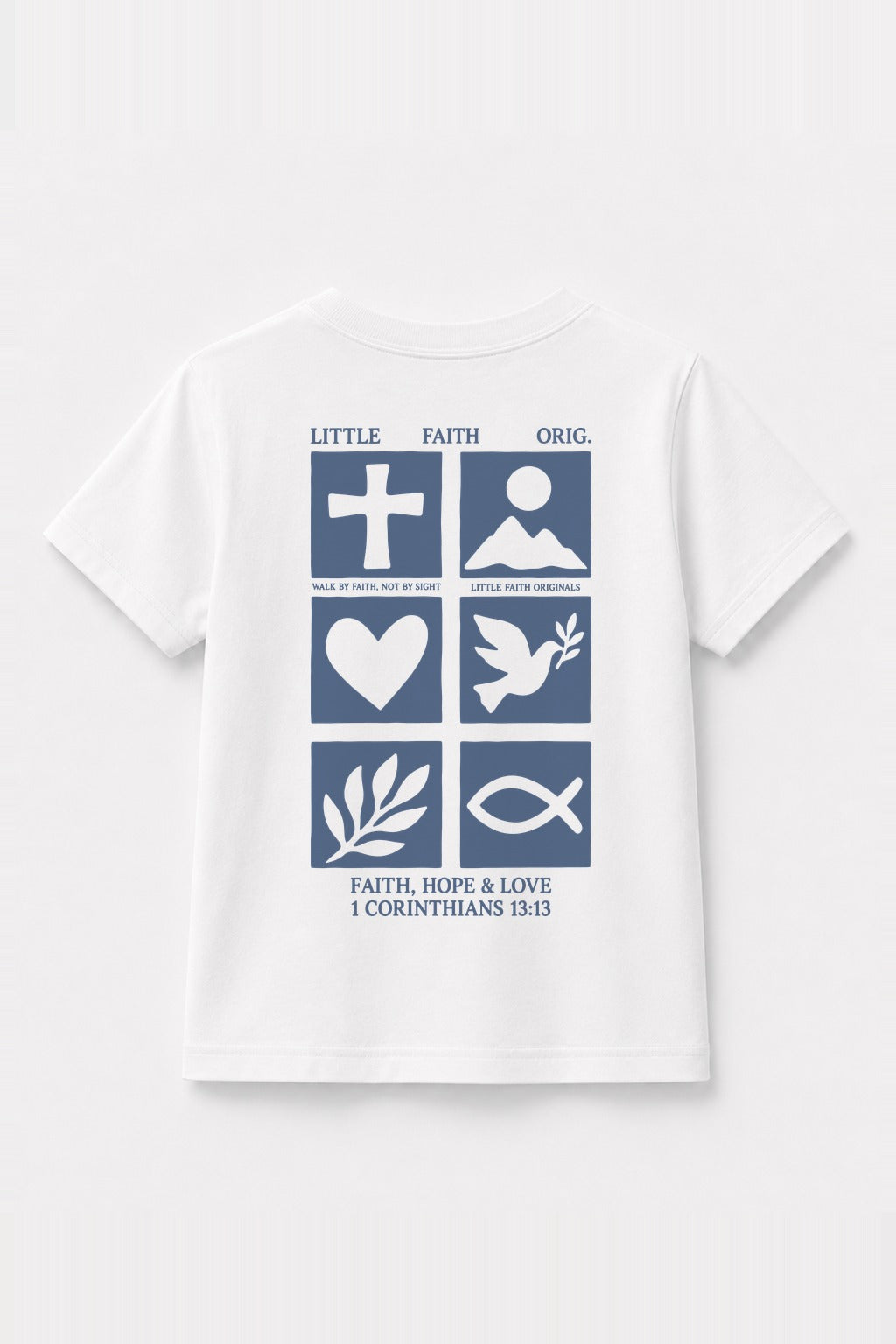Kinder T-Shirt „Faith, Hope & Love“ in Weiß